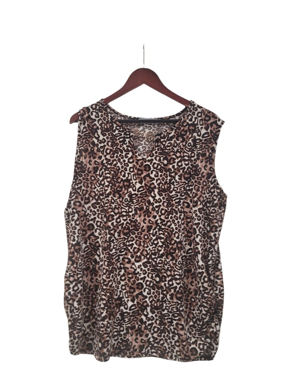 Vintage Cure Leopard Print Tank Top Woman's 1X Sleeveless Cheetah Blouse Shirt